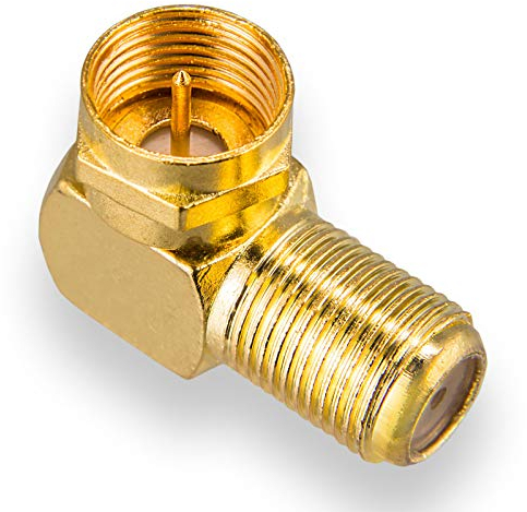 HB-DIGITAL 1x SAT Winkel-Adapter für SAT Anlagen | vergoldete F-Winkel-Adapter | F-Stecker (SAT, männlich) auf F-Buchse (SAT, weiblich) | rechtwinklig Ecke Steckverbinder 90° Grad