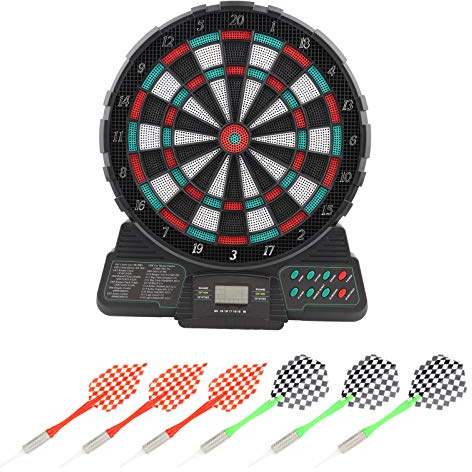 Ongoion Tablero de Dardos electrónico, 159 Tipos de Juegos con música con recordatorio de Sonido Tableros de Dardos para Adultos, Ventana de visualización de Pantalla LCD para 1-8 Jugadores para