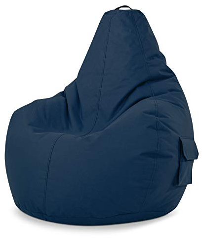 Green Bean Sitzsack mit Rückenlehne 80x70x90cm - Gaming Chair mit 230L Füllung Kuschelig Weich Waschbar - Bean Bag Bodenkissen Lounge Chair Sitzhocker Relax-Sessel Gamer Gamingstuhl Dunkelblau