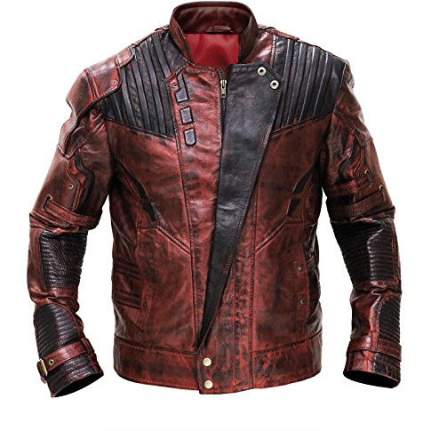LP-FACON Gardiens de Galaxy 2 Star Lord (Chris Pratt) Veste en cuir marron vieilli