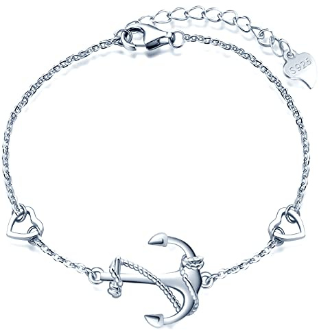 MicLee Bracciale da donna bracciale semplice S925 bracciale d'amore con ancora in argento sterling