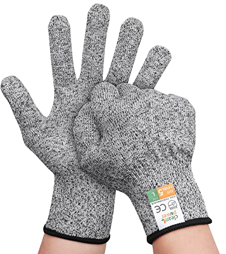 Lymaha Gant Anti Coupure, Sécurité Niveau 5 Protection-Cuisine, Norme EN 388 Jardinage Résistants Aux Coupures Pour L'écaillage D'huîtres, Le Soudage (Noir-L)