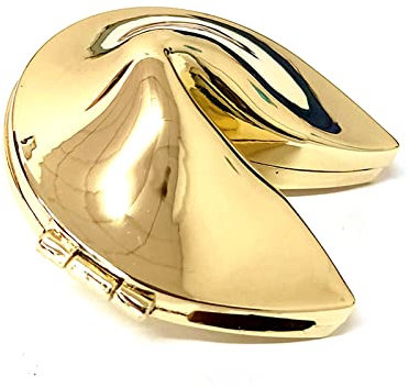 Ya.x Gold Paper Message Fortune Cookie Box Charm Traditional Storage Box, 1.96 H x 1.96 D x 3.93 D Open, Wedding Bridal Shower House Warming Gifts