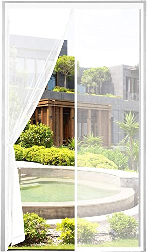 Moustiquaire épaisse pour porte de balcon, de cave et de terrasse - Montage facile à coller - Sans perçage - Blanc - 80 x 220 cm