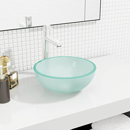 WIFESE Lavandino in Vetro Temperato 30x12 cm Smerigliato Lavabo Bagno Lavandino Del Bagno In Vetro Lavabo In Vetro Lavello Da Appoggio In Vetro Lavabo Da Appoggio Lavandino Bagno Arredo Bagno