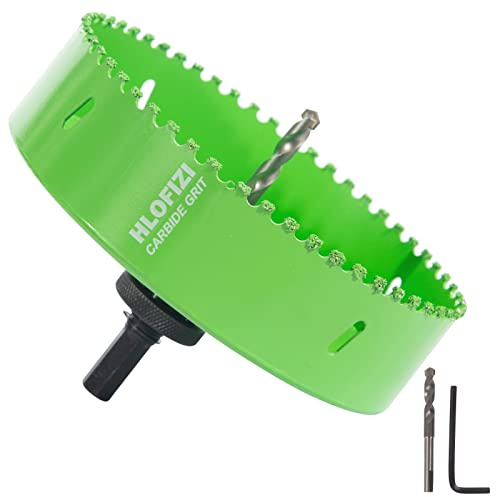 HLOFIZI 6-1/8 Inch Carbide Grit Hole Saw for 6 Inch Recessed Lights, Cutting Through Stucco, Ceiling Old Plaster, Drywall, Cement Board with 1-1/2 Depth, Up to 3X Longer Life