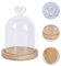 DEARMAMY Cloche À En Verre Avec Base En Bois Cloche D'affichage En Verre Transparent D'affichage De Fleurs Séchées Couvercle En Verre Pour La Décoration De La Maison Présentoirs