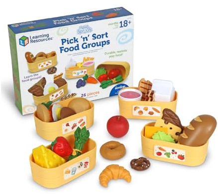 Learning Resources New Sprouts Pick ‘n’ Sort Food Groups, Ages 18 Months+, Grocery Store Pretend Play, Play Kitchen Accessories, Play Food for Toddlers