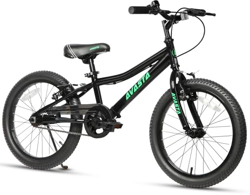 AVASTA Bicicletta per bambini 20 pollici per 6 7 8 9 10 anni ragazzi grandi ragazze adolescenti con doppio freno a mano e cavalletto e sedile regolabile, nero