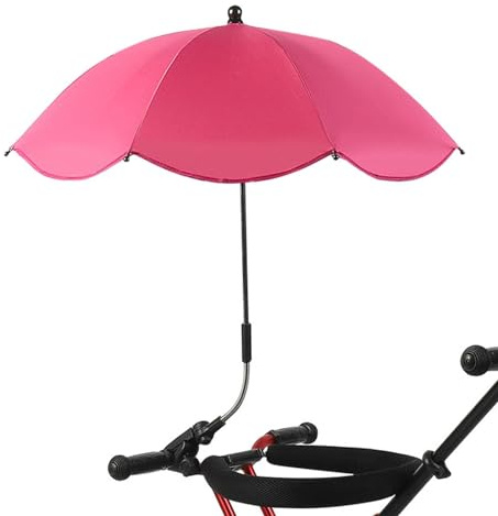 Xijobido Kinderwagen Sonnenschirm, Universeller Kinderwagenschirm, Sonnenschutz, UV-Schutz, Verstellbarer Kinderwagenschirm, Mit Verstellbarer Klemme, 360-Grad-Drehung, Für Kinderwagen Und Buggys