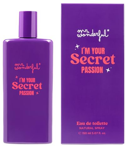 MR WONDERFUL - I'm Your Secret Passion 150 ml, Colonia Mujer, Perfume Formato Spray, Eau de Toilette Natural y Femenina, Aroma Floral Oriental Amaderado, Fragancia Fresca y de Larga Duración
