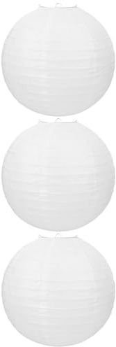 MYGLOAR da 3 pezzi Set paralume, lanterna rotonda bianca, paralume lampadario, orologio di carta rotondo, paralume lampadario in tessuto piccolo da 25 cm, paralume rotondo bianco（25CM）