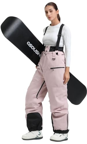 GSOU SNOW Pantalon de Ski Femme Pantalon de Snowboard, Baggy Unisexe Imperméable Coupe-Vent Respirant Chaud