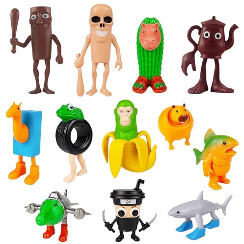 RONGZUBAT Tung Tung Tung Sahur - Juego de figuras de acción italianas Brainrot, divertidas figuras coleccionables para niños y adultos, coleccionables inspirados en Tralalero Tralala (12 piezas)