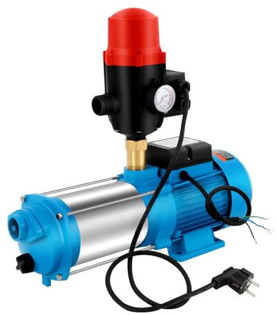 LENJKYYO 1300 W trädgårdspump självsugande centrifugalpump med tryckbrytare husvattenverk rostfritt stål bevattningspump vattenpump 4000 l/h 98 m max. Flödeshöjd automatisk avstängning IP44