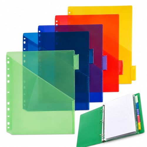 5 Pack Poly Translucent Index Dividers – A4 Binder Dividers with Pocket & Name Tab – Tear-Resistant Plastic – Pre-Punched for Ring Binders & Files