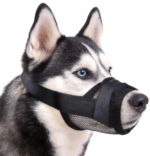 Pyralidsg Hundmunkorg, lätt och bekväm hundmunkorg, anti-skällande munkorg, ventilerande nät, munstycken för medelstora eller stora hundar