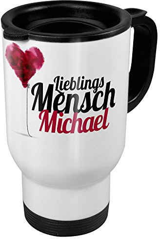 printplanet Thermobecher weiß mit Namen Michael - Motiv Lieblingsmensch - Coffee to Go Becher, Thermo-Tasse