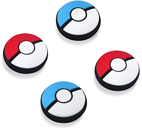 PALPOW Joystick Caps Thumb Grip Compatible with Switch and Switch OLED, Silicone Caps for Joy-Con Controller – Red + Blue, 2 Pairs (4 Pieces)
