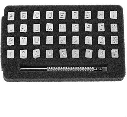 36 piezas de herramientas de punzonado de sellos de letras y números de Leathercraft estampar cuero, alfabeto de 26 letras y 10 números de impresas para (6mm)