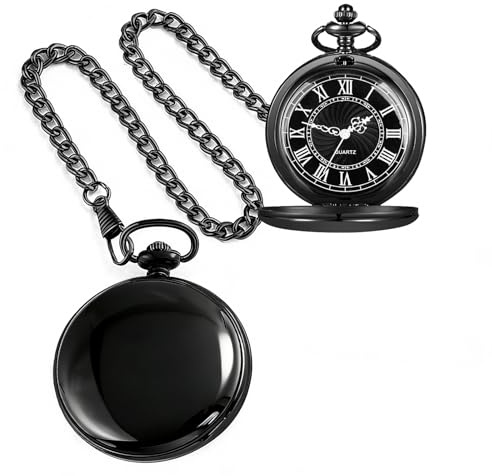 Smooth Pocket Watch for Men Roman Numbers Quartz Pocket Watch with Chain