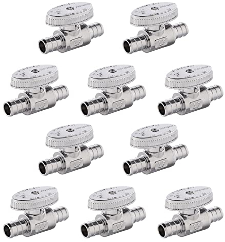 10PCS 1/4 Turn Efield Straight Stop Valve,1/2 Barb Crimp Pex(VALVE107-10)