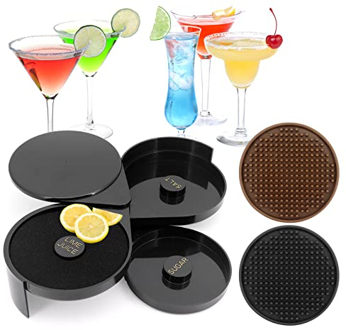 3-Tier Bar Glass Rimmer, Margarita Salt Sugar Rimmer, Cocktail Glass Rimmerfor Bar Party