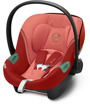 CYBEX Gold Seggiolino Auto Aton S2 i-Size, Dalla Nascita a circa 24 Mesi, Max. 13 kg, Con Riduttore per Neonato, Compatibile con SensorSafe, Hibiscus Red