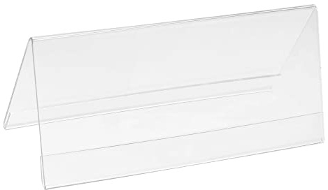 PATIKIL 7 x 3,12 Pulgadas Acrílico Escritorio Identificación Placa Soportes, 15uds Transparentes Nombre Tienda Soportes, V Forma para Mesa Menú Tarjetero Soporte
