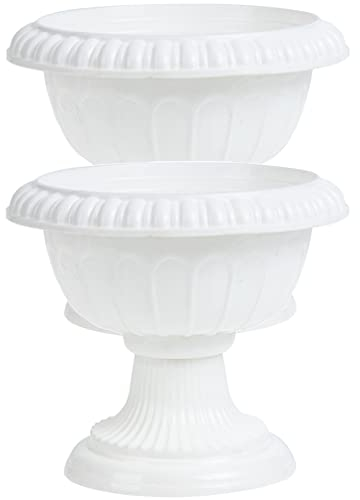 Zerodeko 2 Stück Weiße Kurze Urne Pflanzgefäße Kunststoff Hochzeit Blumentöpfe Klassische Outdoor Blumentopf Dekorative Urne für Pflanzen Blumen Garten Wohnkultur