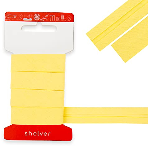 Bias Binding Tape for Sewing, Bias Tape, Bunting Tape, 20mm Single Fold, 100% Cotton, 30 Colours (Yellow)