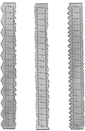 LGEGE Unregelmäßiges Büttenkantenlineal, 3-teiliges Set, 22,1 cm, Papierreißlineal zum Schneiden von Papier auf gewellte Linien, gezackt, dekorative Kanten für Scrapbooking-Dekoration
