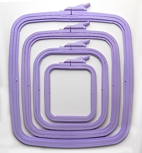 Nurge Stickrahmen aus Kunststoff, quadratisch, Kreuzstichrahmen, Stanznadelrahmen, Bastelarbeiten, Nähen, ABS-Kunststoff, Lila, 4 Stück