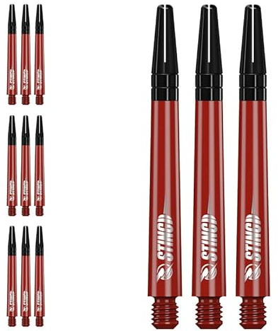 RUTHLESS Sting | Polycarbonate Dart Shafts Solid Red with Black Aluminium Top, Medium 49mm,3 Set of 3 Stems (3XS1766)
