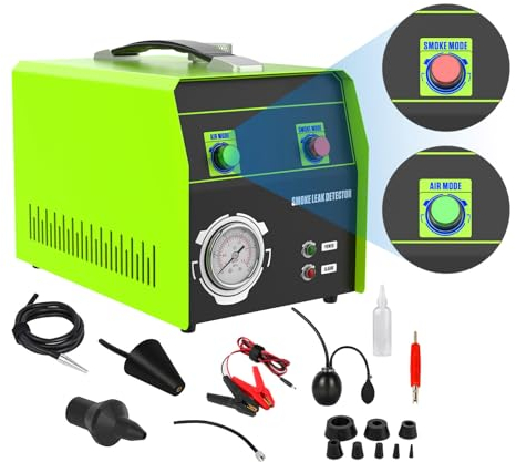 Kfz Rauchmaschine Lecksuchgerät mit Druckanzeige, 12V Nebelmaschin Kfz mit Luftmodus & Rauchmodus, Lecksuche für Autos/Motorräder/Boote