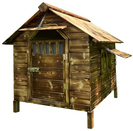 CTREVL Casetas Madera Perros Grandes,Caseta Para Perros Exterior,Casetas Perros Grandes,Casa de Perros con Puerta para Pequeños Medianos y Grandes, Construcción Resistente,Viene con Funda Para Lluvia(