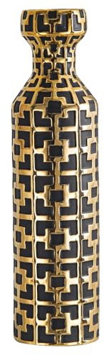 NewSangXia Vase doré avec noir pour décoration d'intérieur moderne, vases à fleurs en céramique, grand vase de sol, convient pour la décoration de salon, de salle de bain et de bureau
