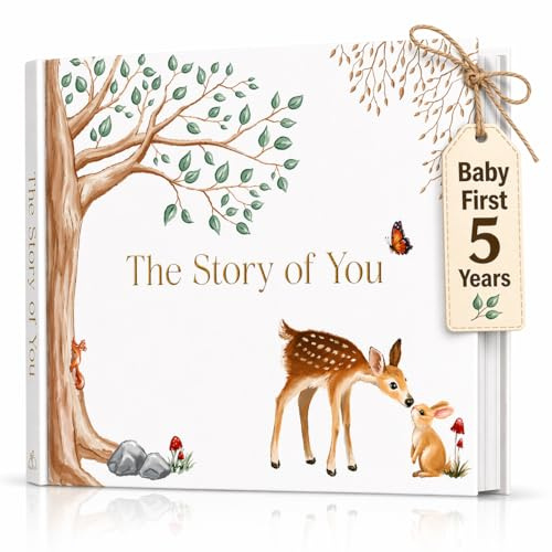 Baby Memory Book for Boy or Girl - First 5 Year Keepsake Album from Pregnancy to Age Five - Baby Book to Record Baby's Milestones and Photos - 1st Gender Neutral Photo Books for Newborn Babies