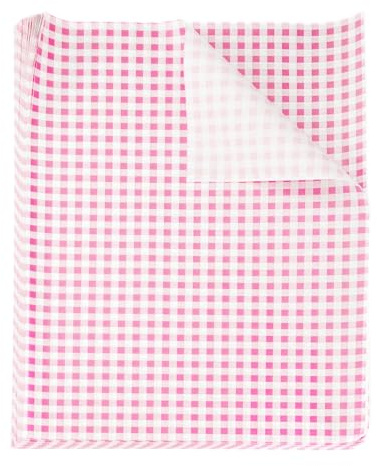 QUARKZMAN 30Pcs Papier Sulfurisé Feuilles de Papier Ciré à Carreaux Carrés 38cm x 28cm Papier Emballage Alimentaire Absorbant Huile pour Aliments Secs, Sandwichs, Pain, Hamburgers, Rose