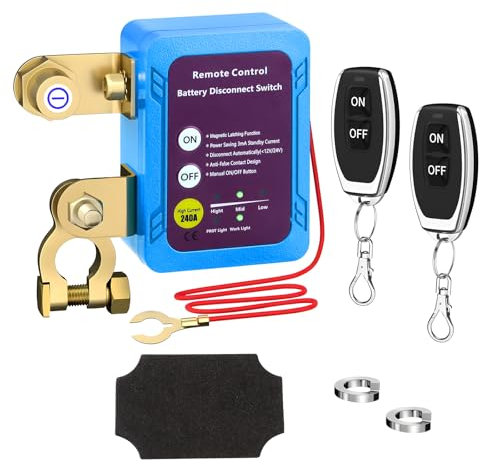 Feelhap Stacca Batteria 12V per Auto, 240A Sezionatore Auto Remoto Senza Fili con Telecomando, Staccabatteria Automatico Antifurto Auto Interruttore di Spegnimento Automatico per Auto Camion Barca RV