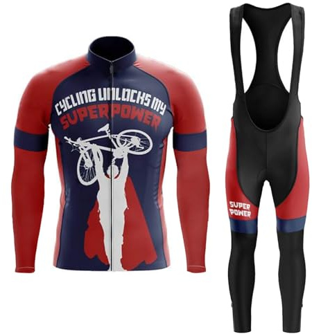 Conjunto Ciclismo Hombre Ropa Ciclista Maillot Bici MTB Manga Larga,Traje Bicicleta Chaquetas y Pantalones Tirantes con 19D Gel Acolchado,Completa Equipacion Ciclo Jersey Pants Secado Rápido(D12,XL)
