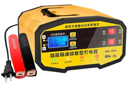 Cargador de Batería para Automóvil - Cargador de Mantenimiento para Batería de Automóvil 12V y 24V,Mantenedor De Pulso con Pantalla LCD - para Carro de Golf, Camión, SUV, Sedán, Motocicleta,