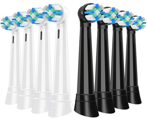 Recambio Cepillos Compatible con Oral B IO Cepillos Eléctrico, Cabezales Compatible con Oral B IO 2/3/4/5/6/7/8/9/10 Cuida tus Dientes y Encías (8 Negro/Blanco)