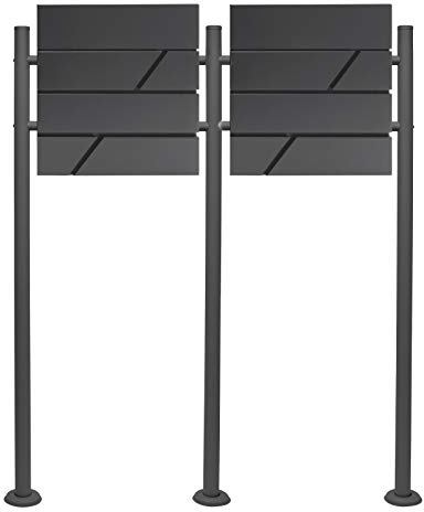 Wiltec Set de 2 boîtes aux Lettres Wiltec V14 Anthracite, Boîte aux Lettres Murale avec Serrure, Rouleau de journaux, Support, Boîte Postale en Acier Peint par poudrage