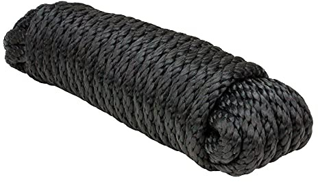 Extreme Max 3008.0034 Solid Braid MFP Utility Rope - 1/2 x 100', Black