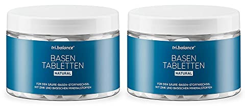tri.balance Basentabletten NATURAL 2er Pack 450 Tabletten mit Zink für den Säure-Basen-Stoffwechsel vegan Made in Germany