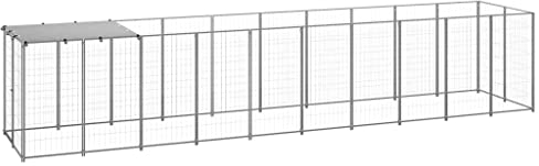 vidaXL Hundgård silver 6,05 m² stål