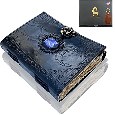 Urban Leder Buch der Schatten Grimoire Hexen Deko Zubehör Vintage Tagebuch für Männer Frau Erwachsene Skizzenbuch Wicca Witchcraft Gothic Zauberbuch Alte Bücher Notizbuch Harry Potter Geschenke Leer