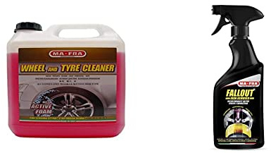 Ma-Fra, Pulitore Gomme, Detergente per Cerchi Pneumatici Auto, 4500ml & Fallout Iron Remover, Decontaminante Rapido, Elimina i Residui Ferrosi dalla Carrozzeria e Cerchi in Lega Auto