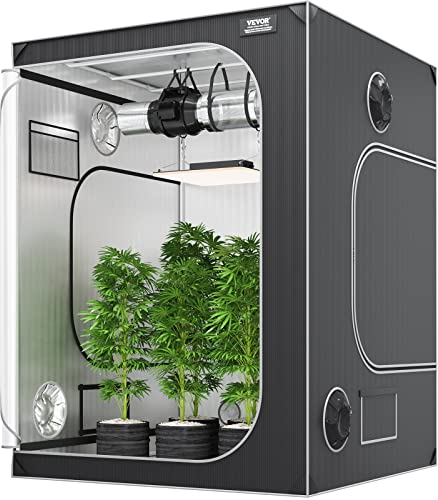 VEVOR Growbox 152x152x203cm Growzelt 2000D Oxford-Gewebe und Stahlrahmen Growtent 60kg Pflanzenzucht 178x130cm Türgröße Gewächszelt Pflanzenzelt Growroom Growschrank Gewächshaus